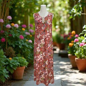 Ellen Weaver Sleeveless Maxi Dress Floral Boho Summer‎ Vacation Resort Large